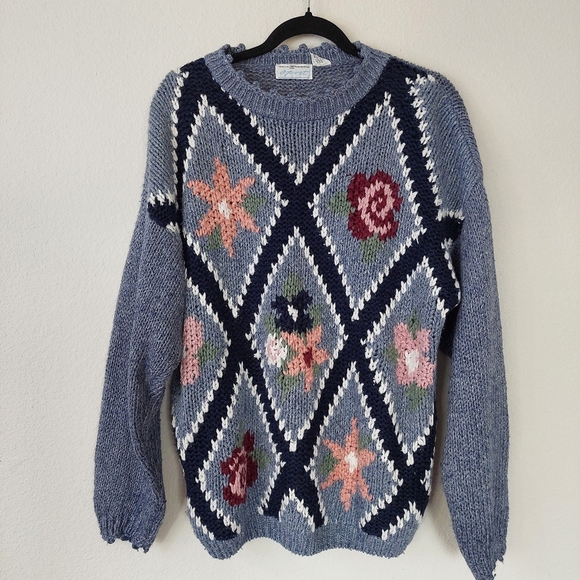 Vintage Maggie Lawrence Sport Knit Grandma Sweater Size Large - Picture 1 of 8